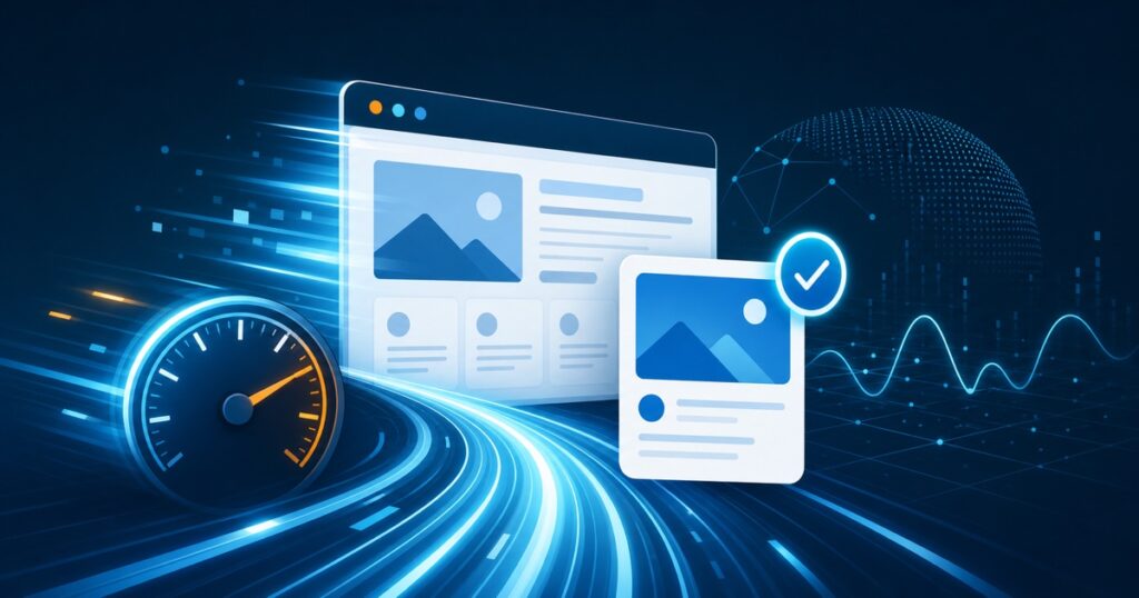 Webページの高速表示と安定性を表すイメージ