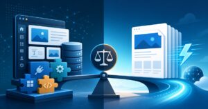 WordPressと静的サイトの構成を比較するイメージ
